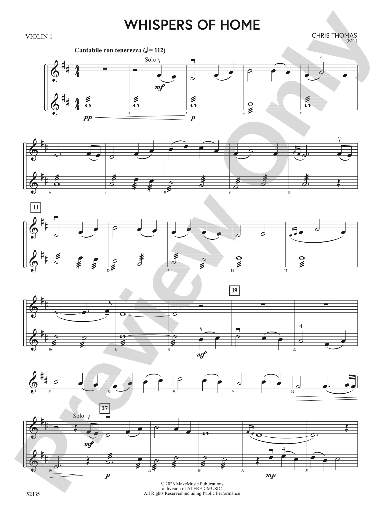 Whispers of Home: 1st Violin