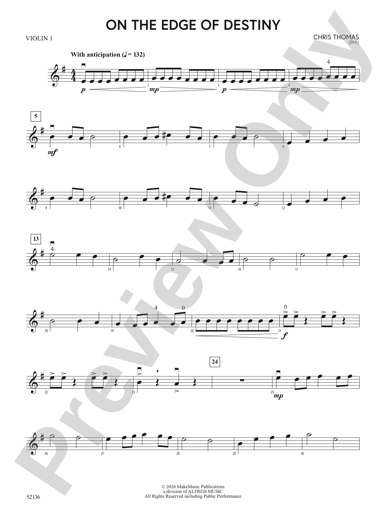 On the Edge of Destiny: 1st Violin