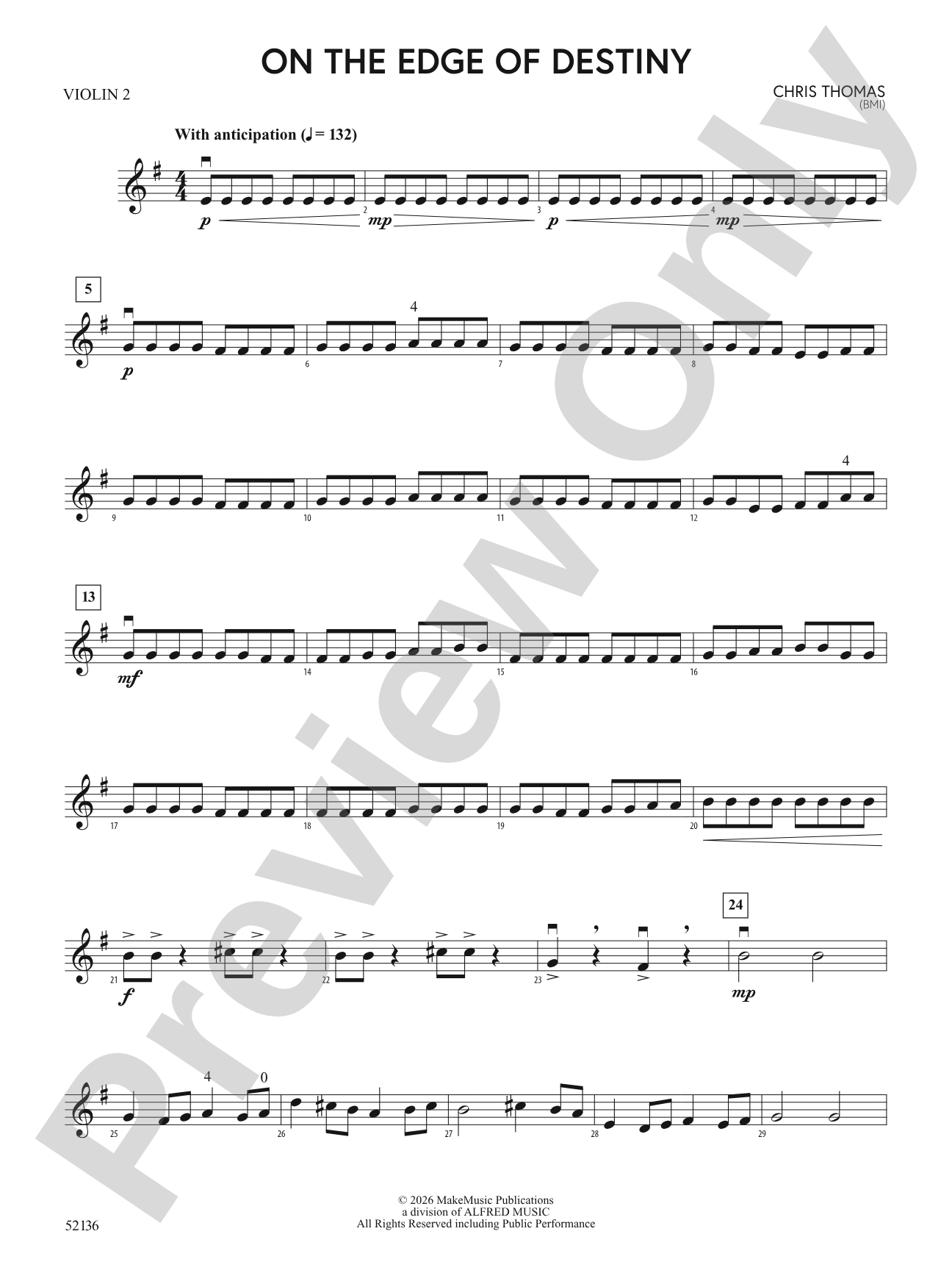 On the Edge of Destiny: 2nd Violin