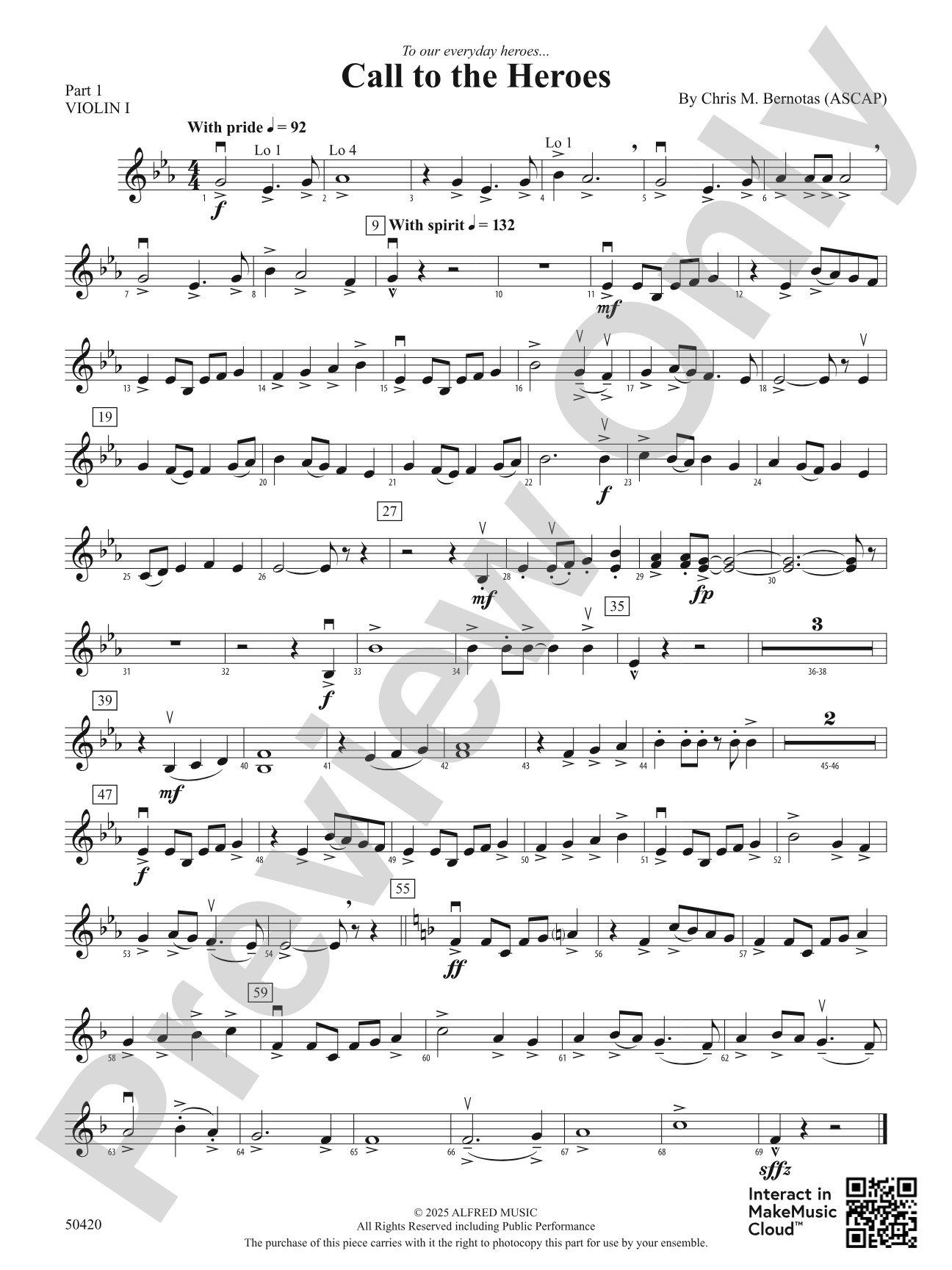 Call to the Heroes: Part 1 - Violin I