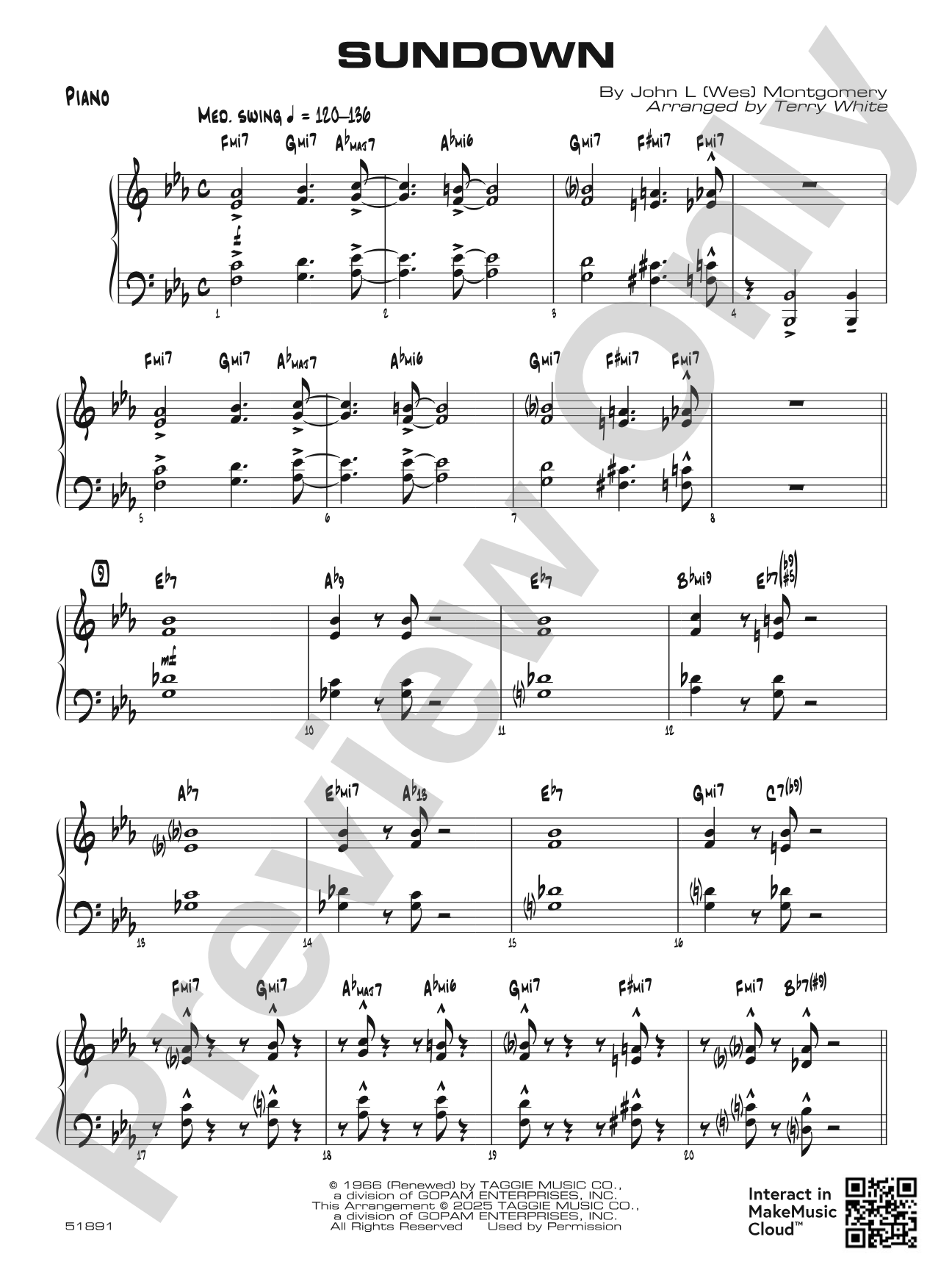 Sundown: Piano Accompaniment
