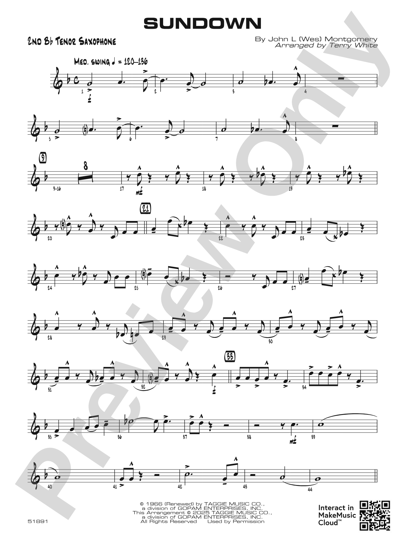 Sundown: 2nd B-flat Tenor Saxophone