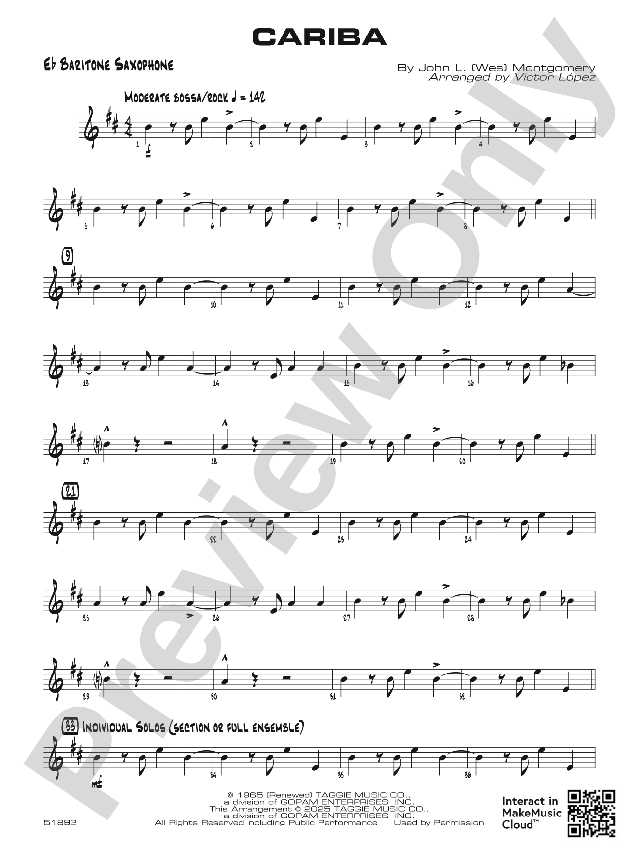 Cariba: E-flat Baritone Saxophone