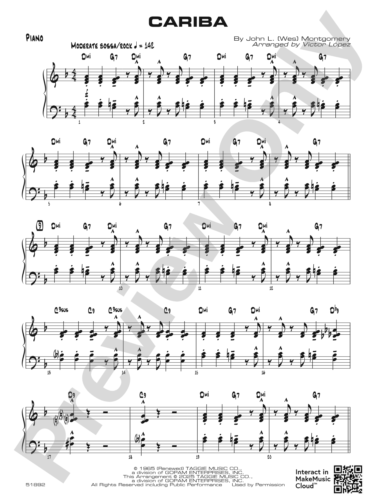 Cariba: Piano Accompaniment