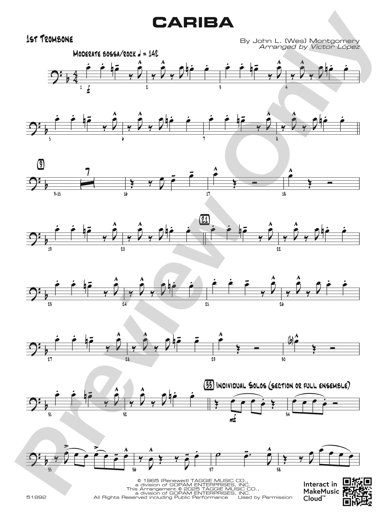 Cariba: 1st Trombone