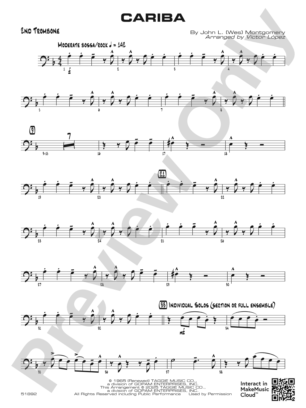 Cariba: 2nd Trombone