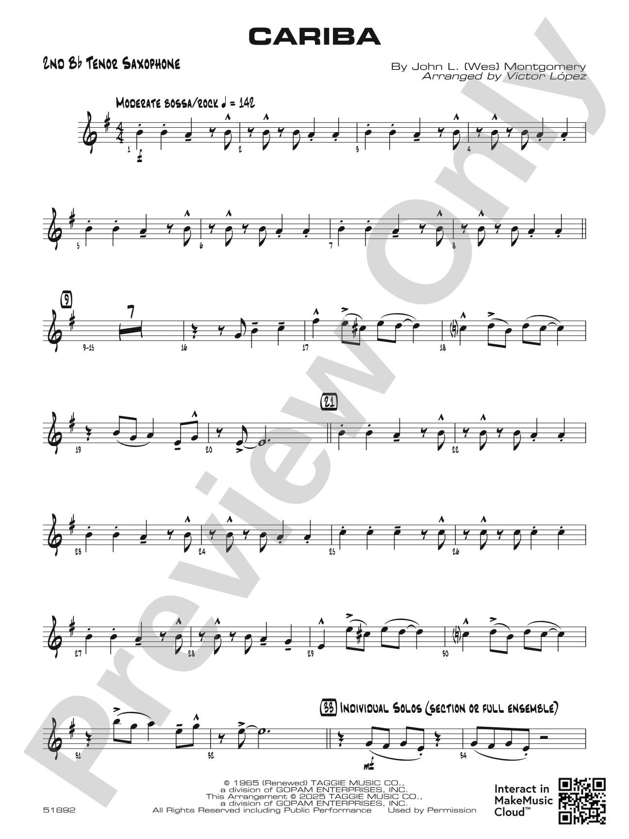 Cariba: 2nd B-flat Tenor Saxophone