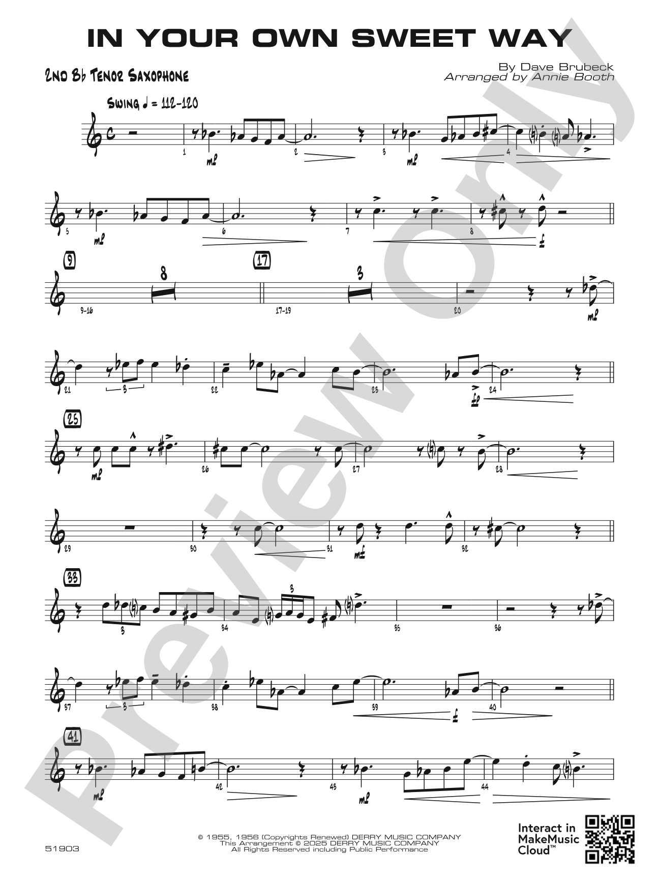 In Your Own Sweet Way: 2nd B-flat Tenor Saxophone