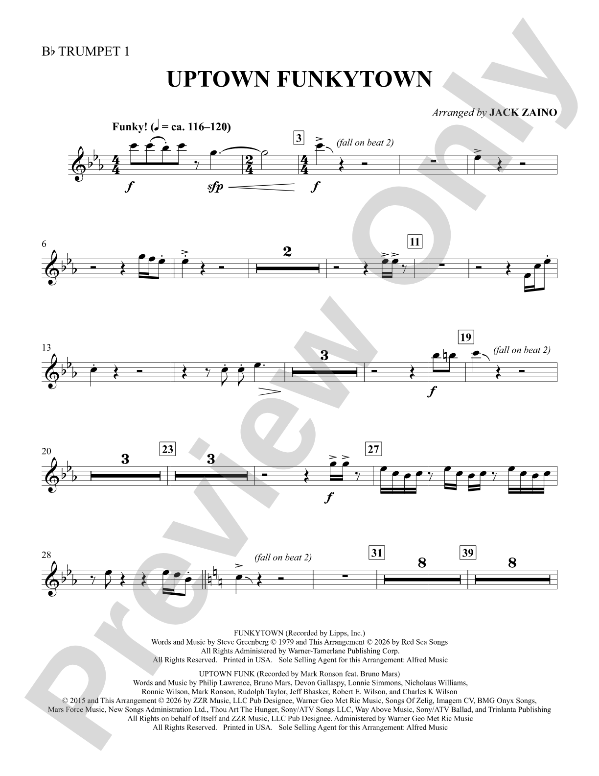 Uptown Funkytown: 1st B-flat Trumpet