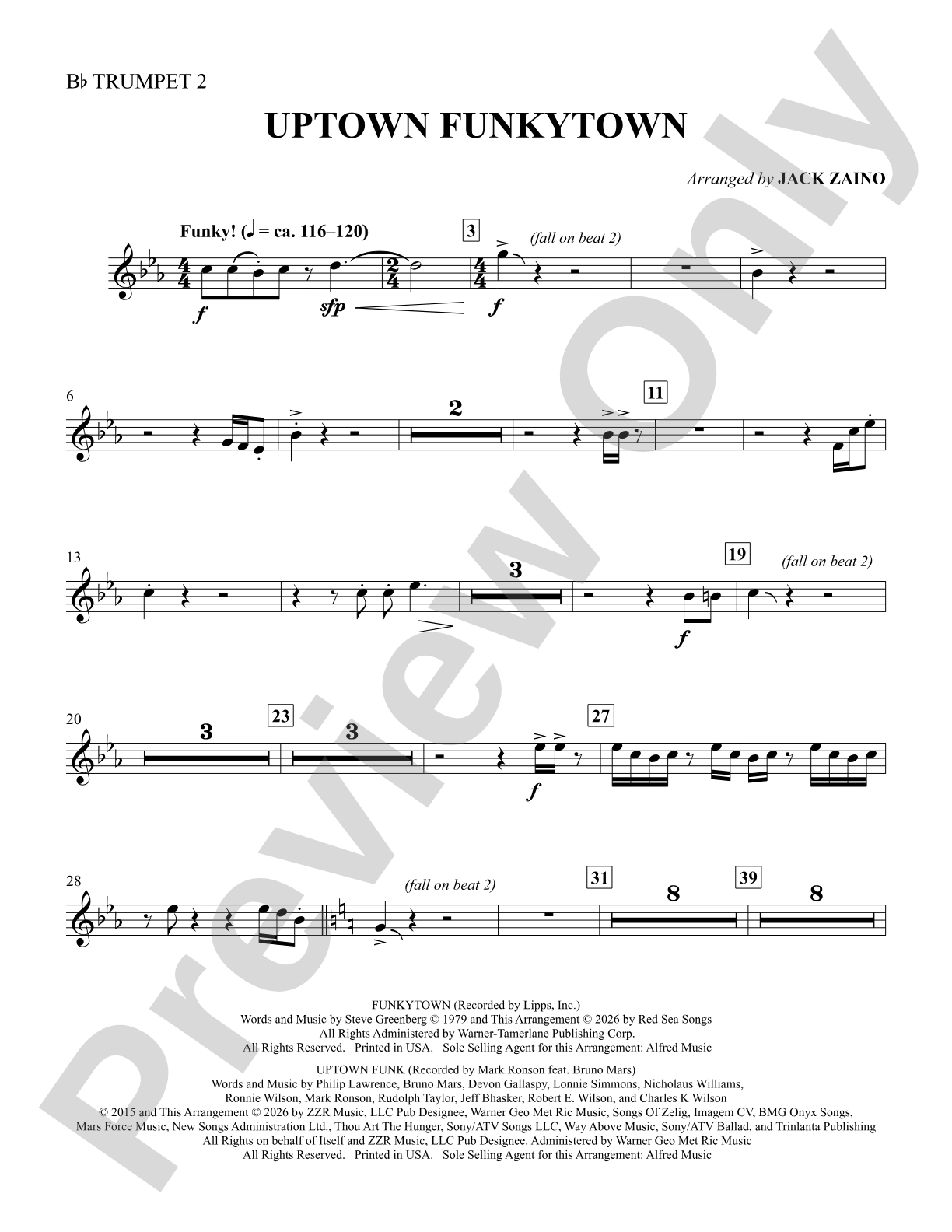 Uptown Funkytown: 2nd B-flat Trumpet