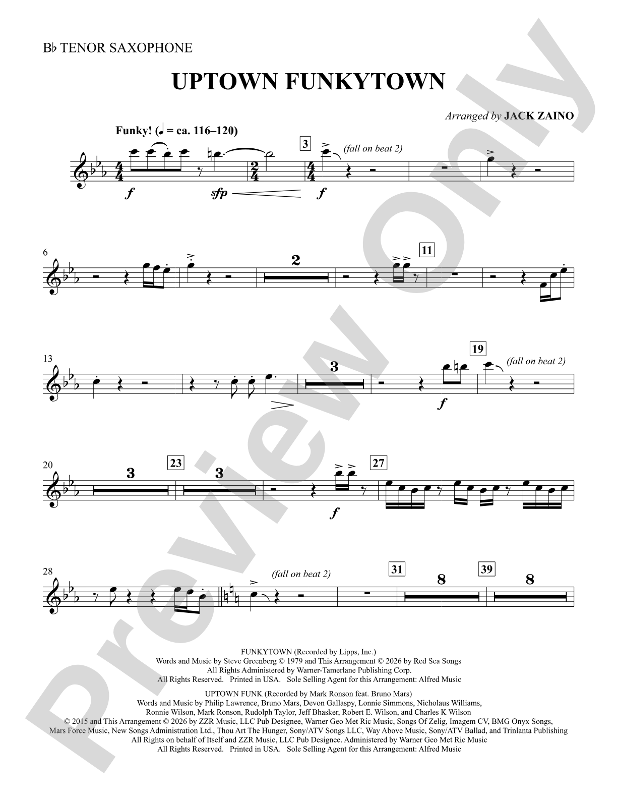 Uptown Funkytown: B-flat Tenor Saxophone