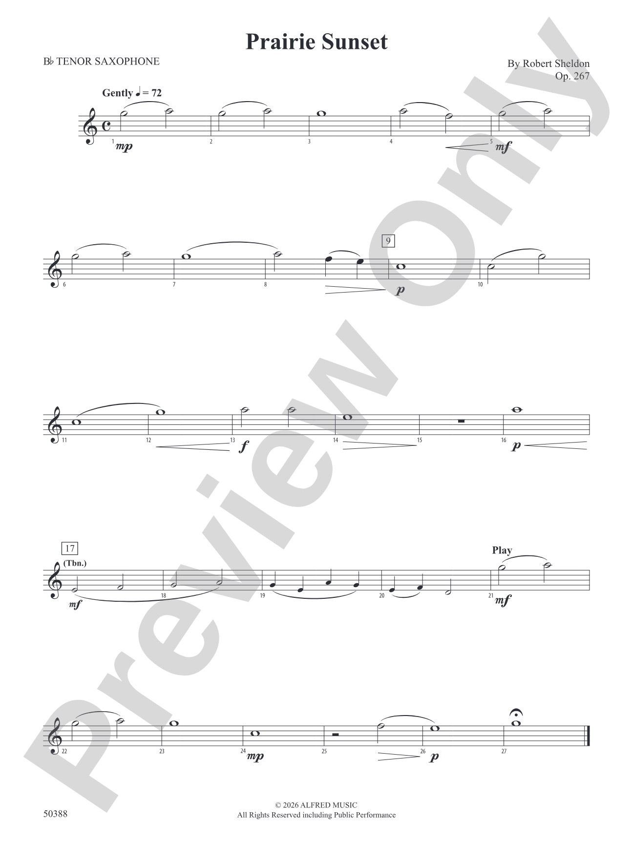 Prairie Sunset: B-flat Tenor Saxophone
