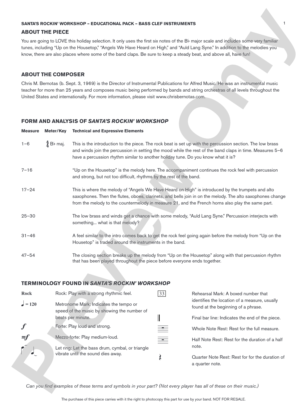 Santa's Rockin' Workshop: Bass Clef Educational Pack