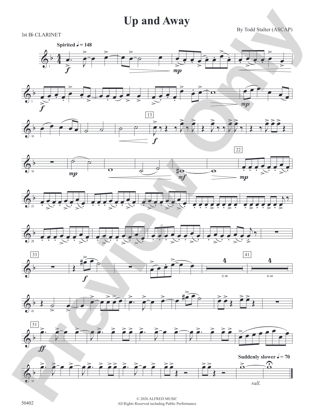 Up and Away: 1st B-flat Clarinet
