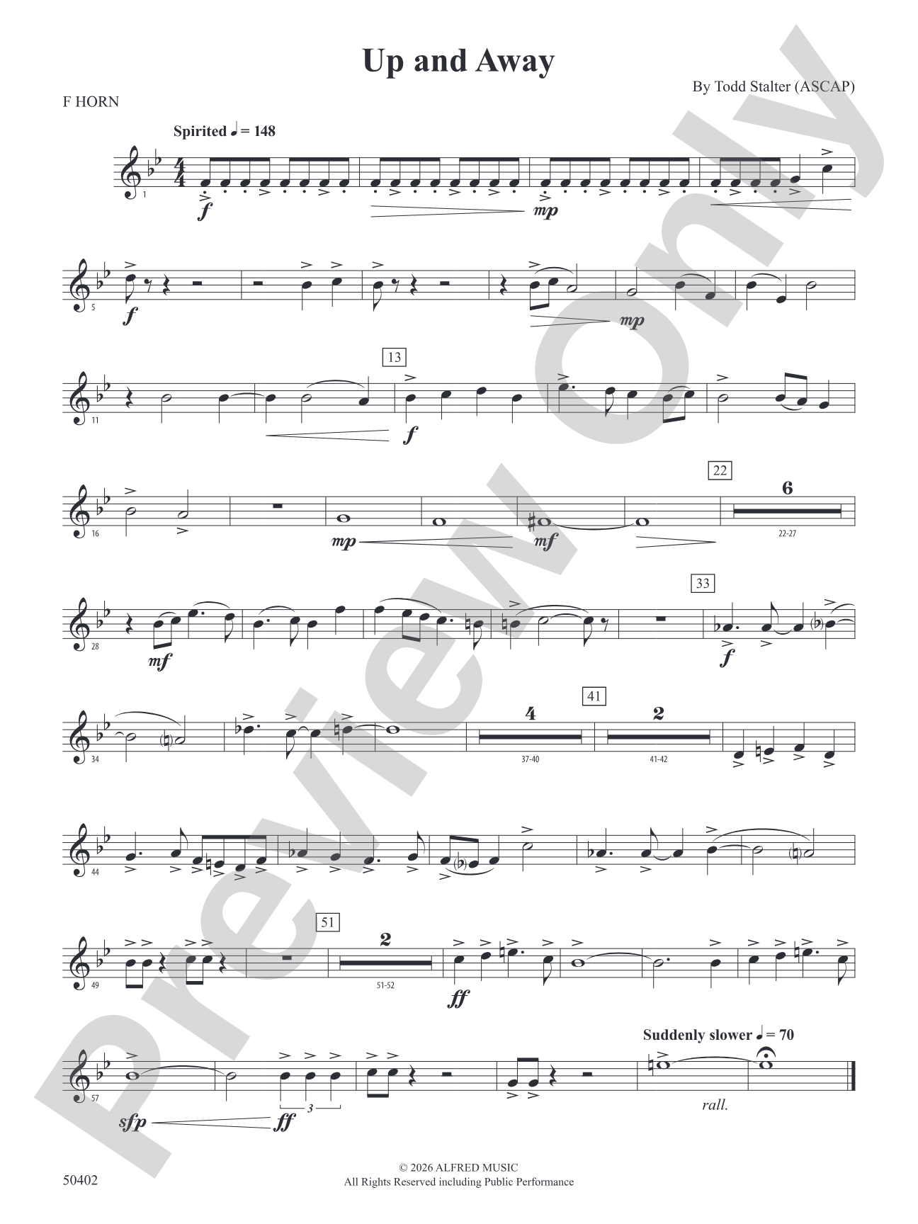 Up and Away: 1st F Horn