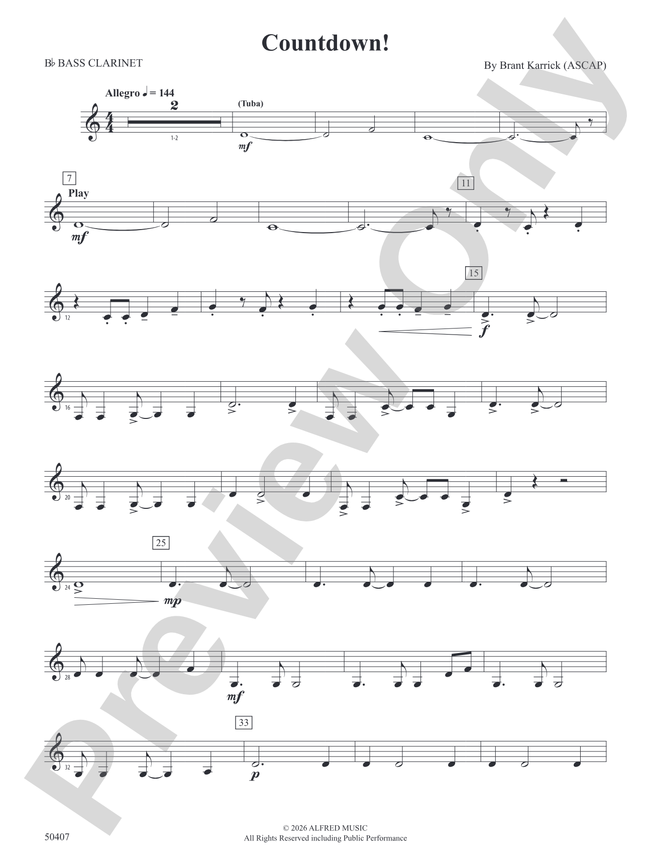 Countdown!: B-flat Bass Clarinet