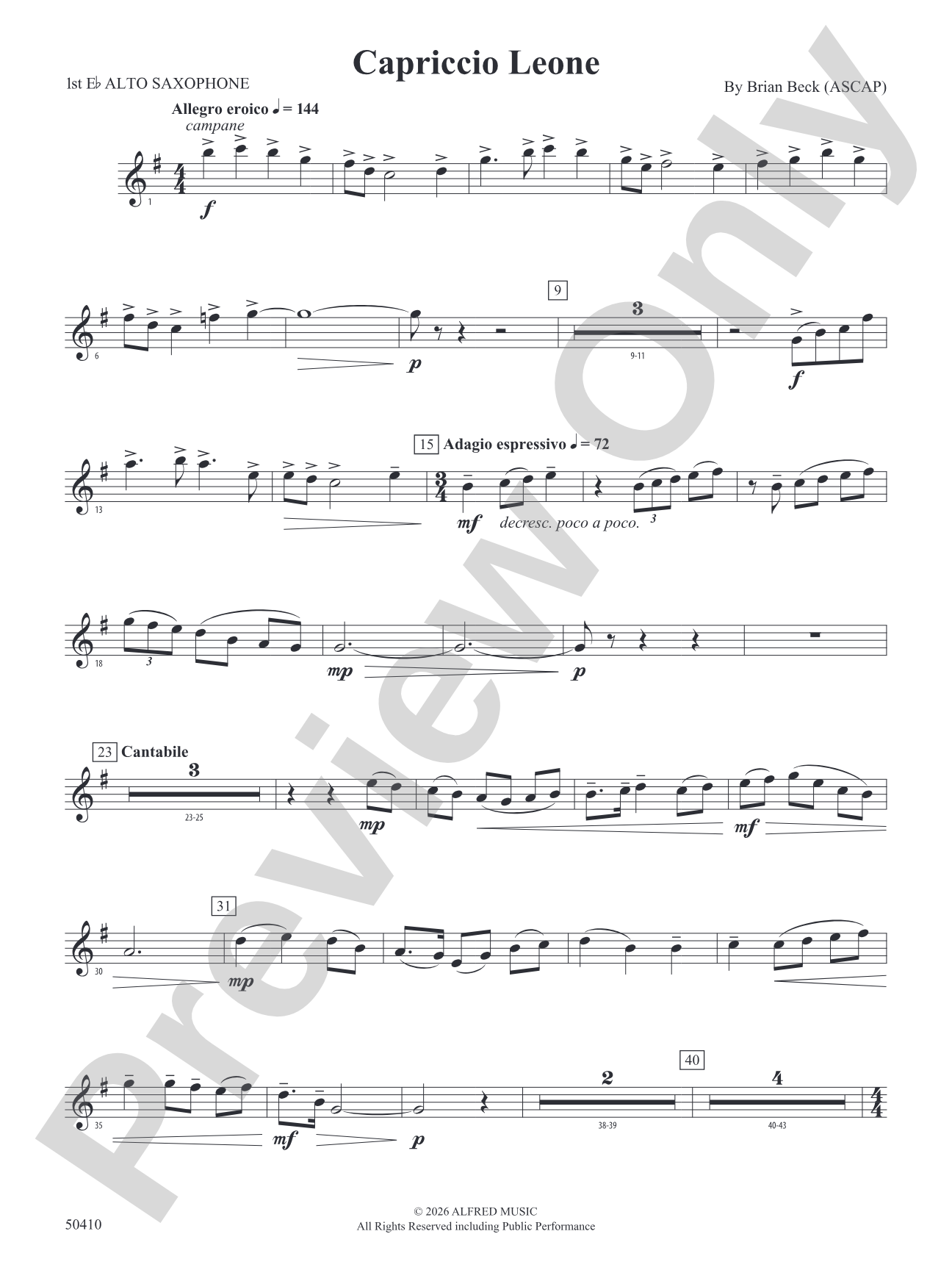 Capriccio Leone: E-flat Alto Saxophone