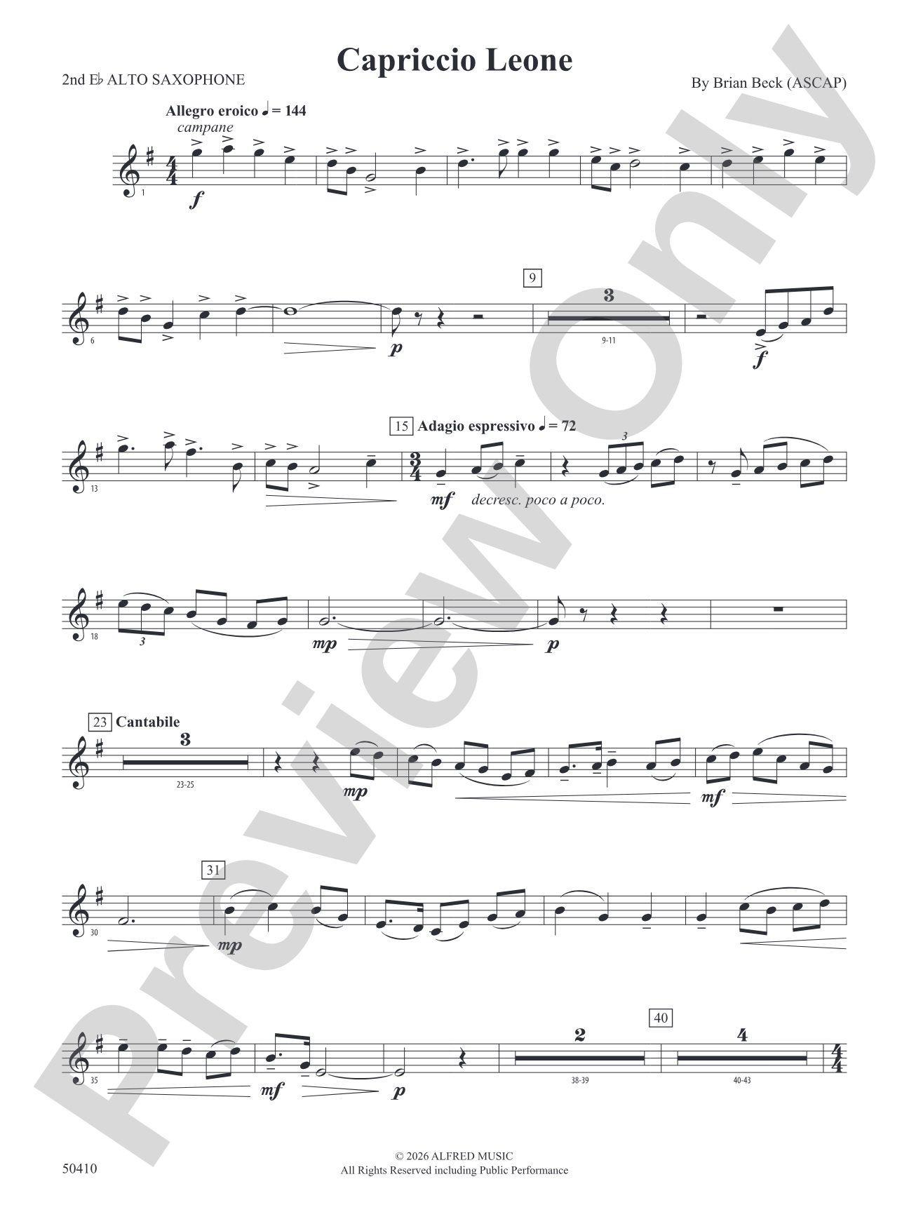 Capriccio Leone: 2nd E-flat Alto Saxophone