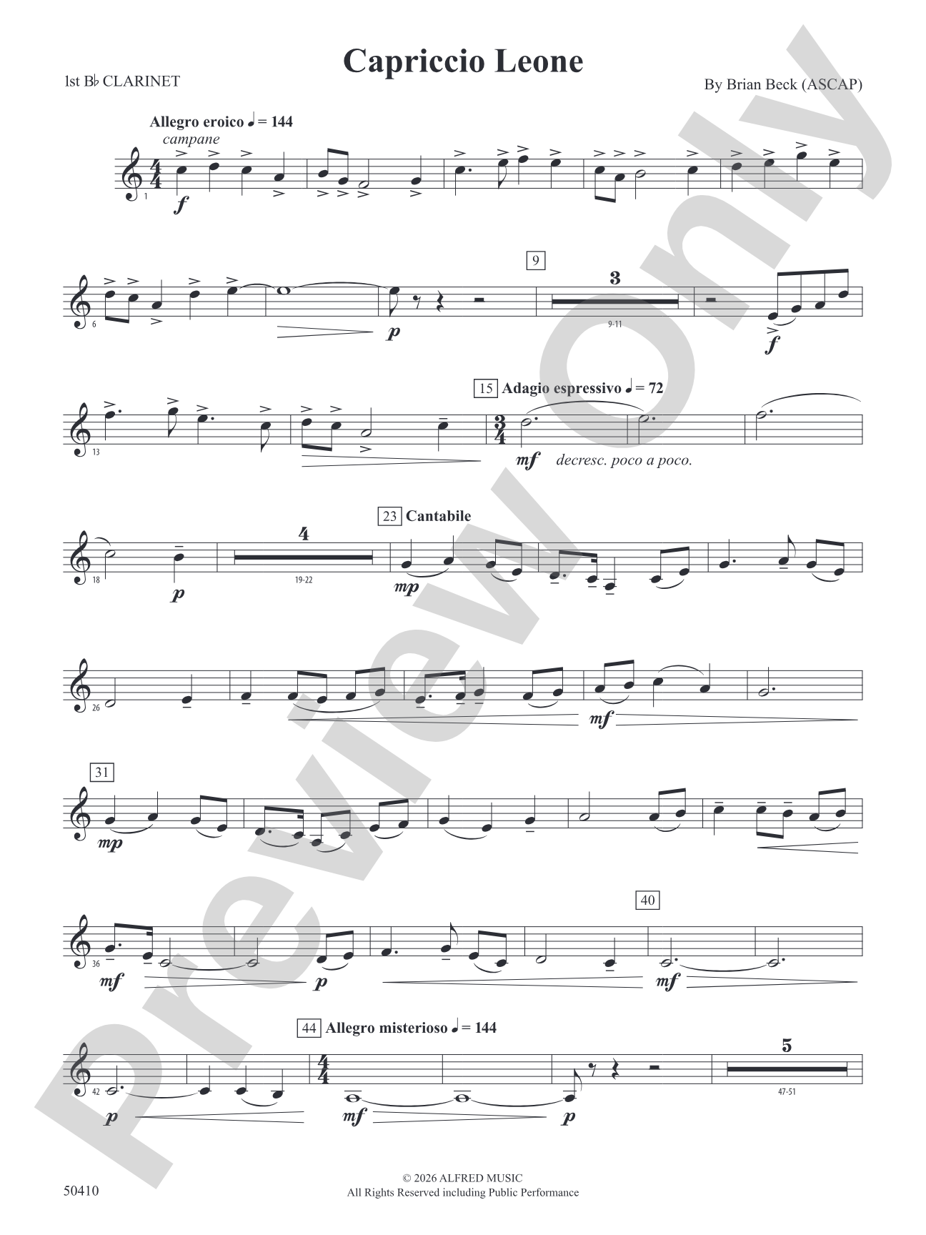 Capriccio Leone: 1st B-flat Clarinet