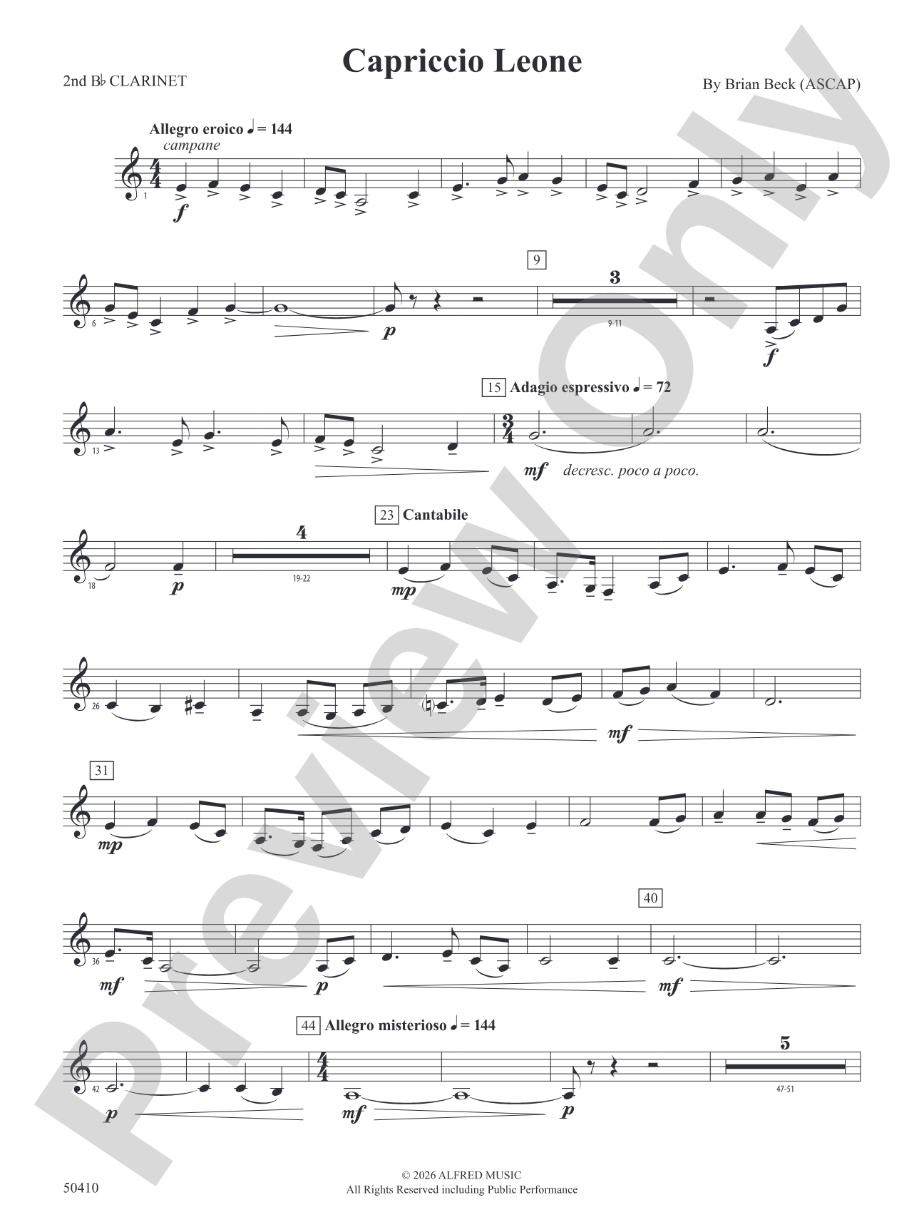 Capriccio Leone: 2nd B-flat Clarinet
