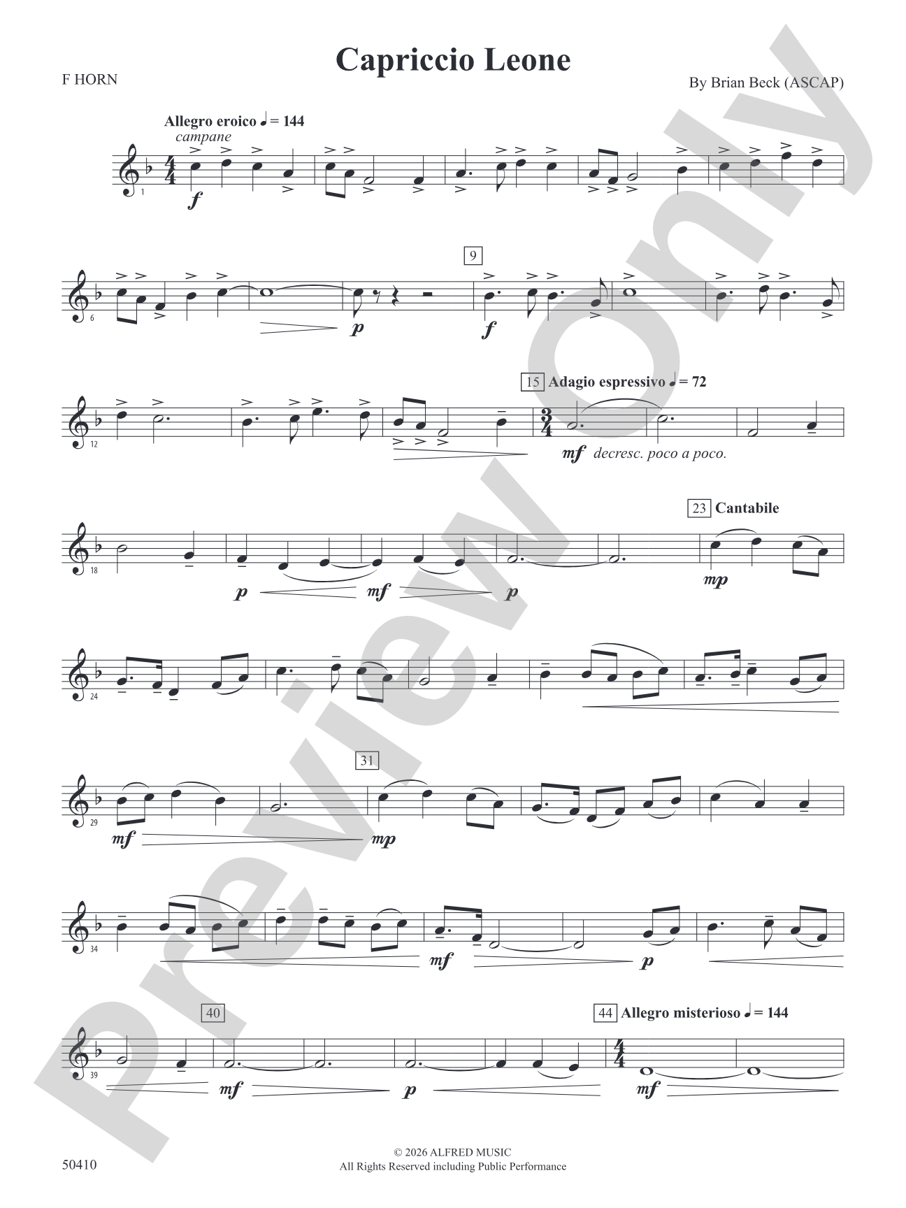 Capriccio Leone: 1st F Horn