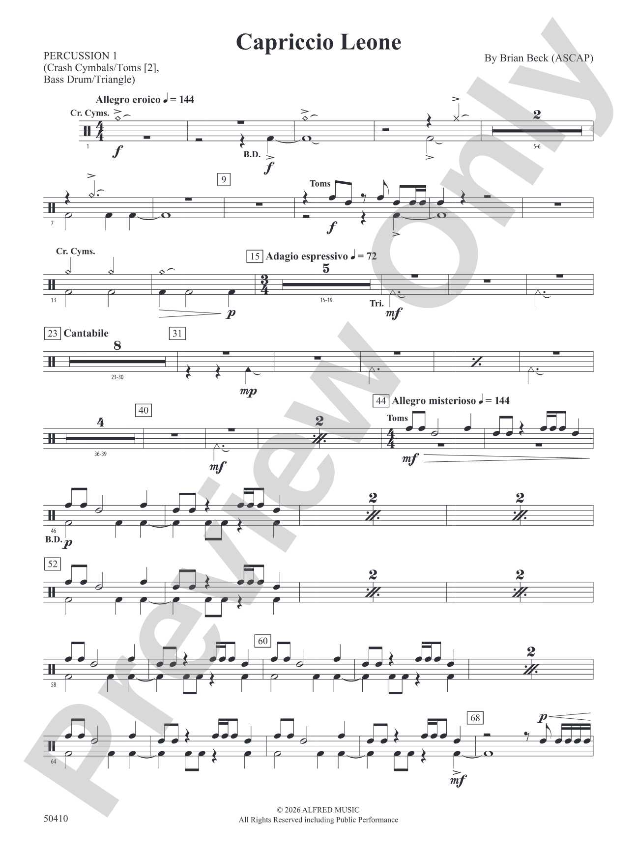 Capriccio Leone: 1st Percussion