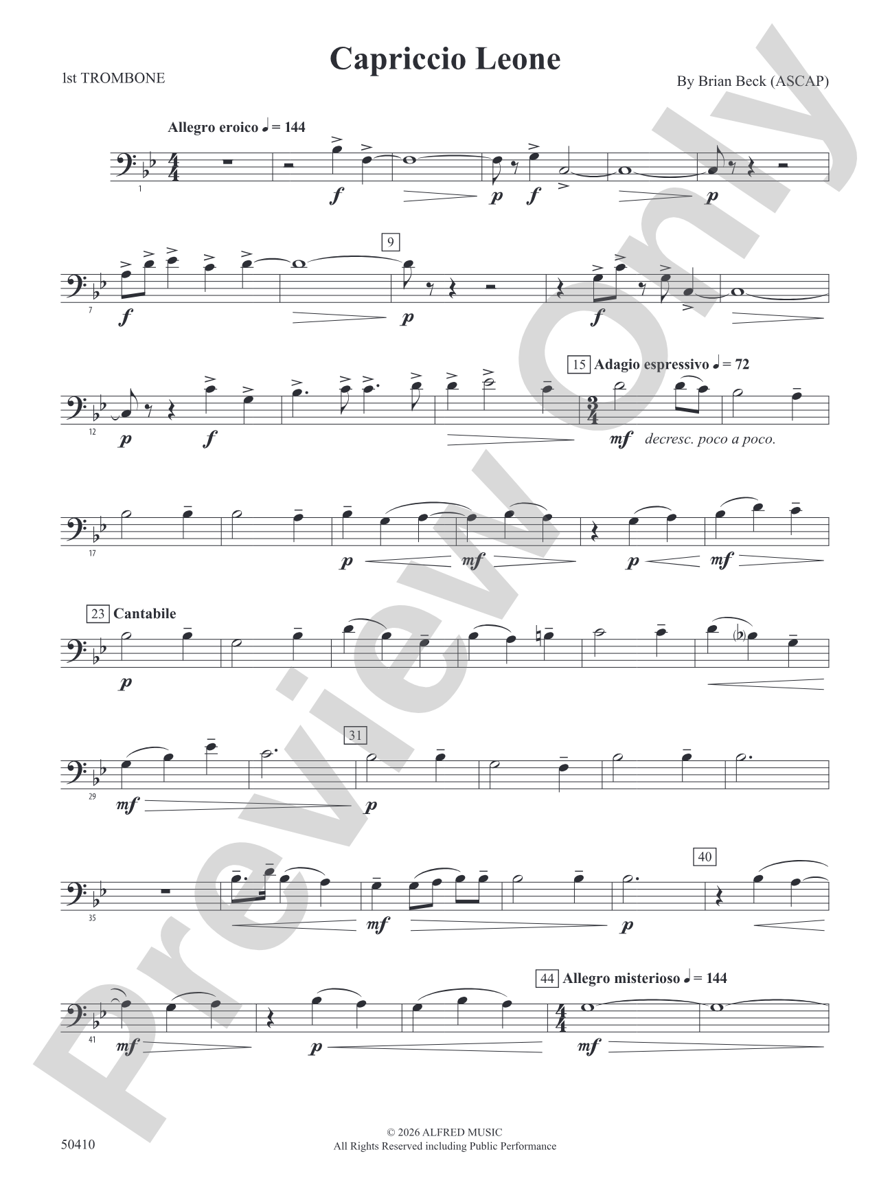 Capriccio Leone: 1st Trombone