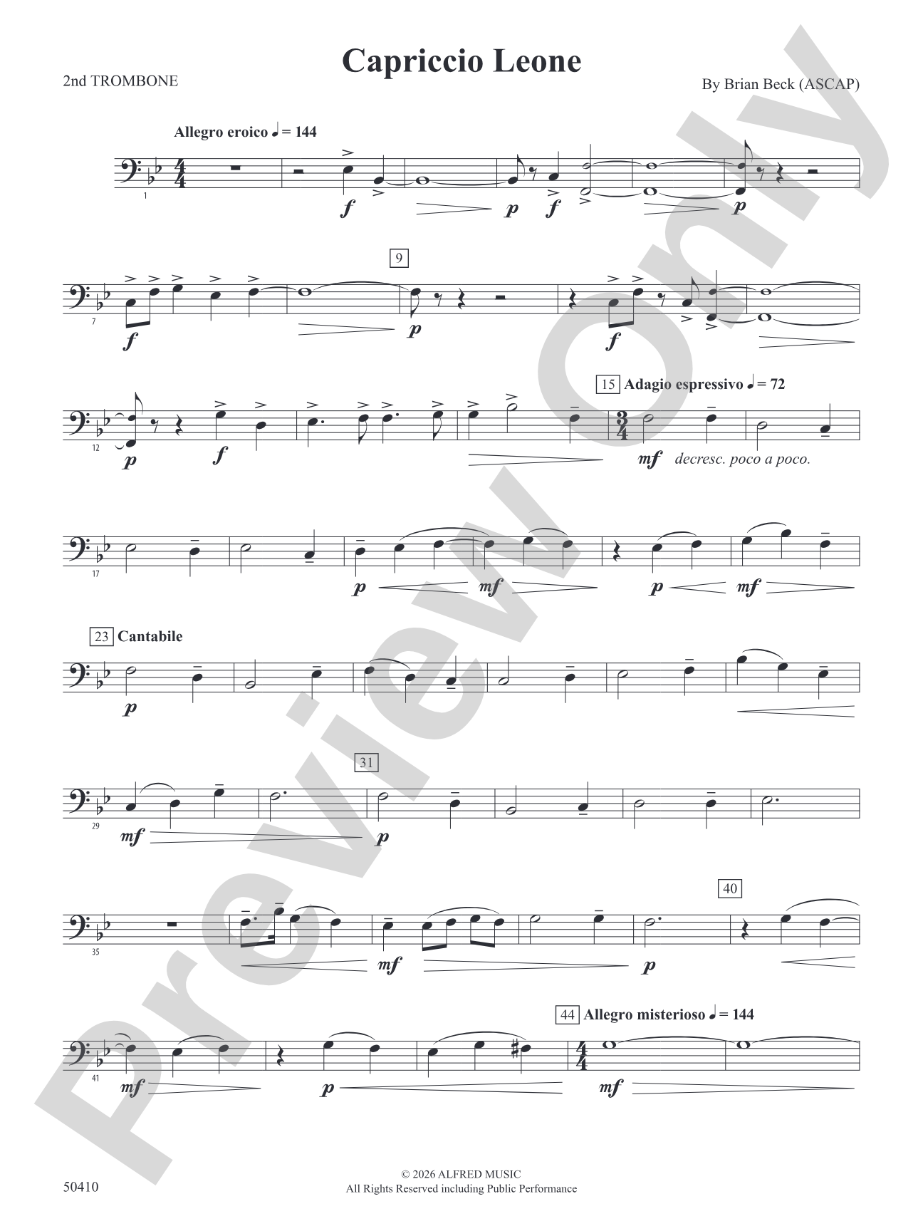 Capriccio Leone: 2nd Trombone