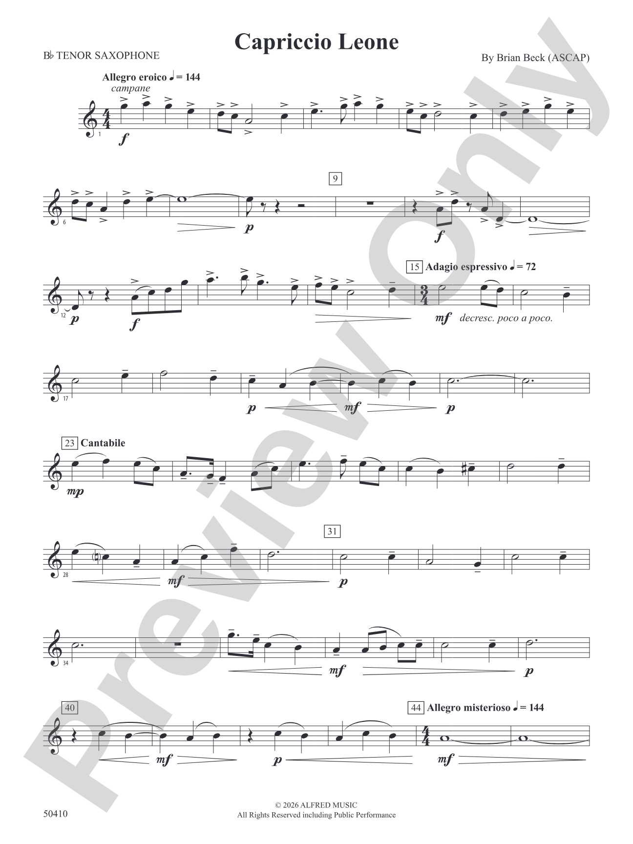 Capriccio Leone: B-flat Tenor Saxophone