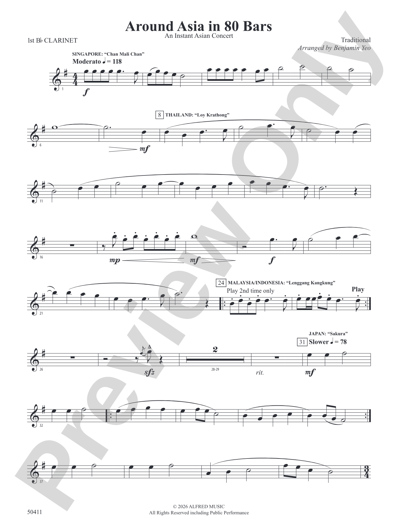 Around Asia in 80 Bars: 1st B-flat Clarinet