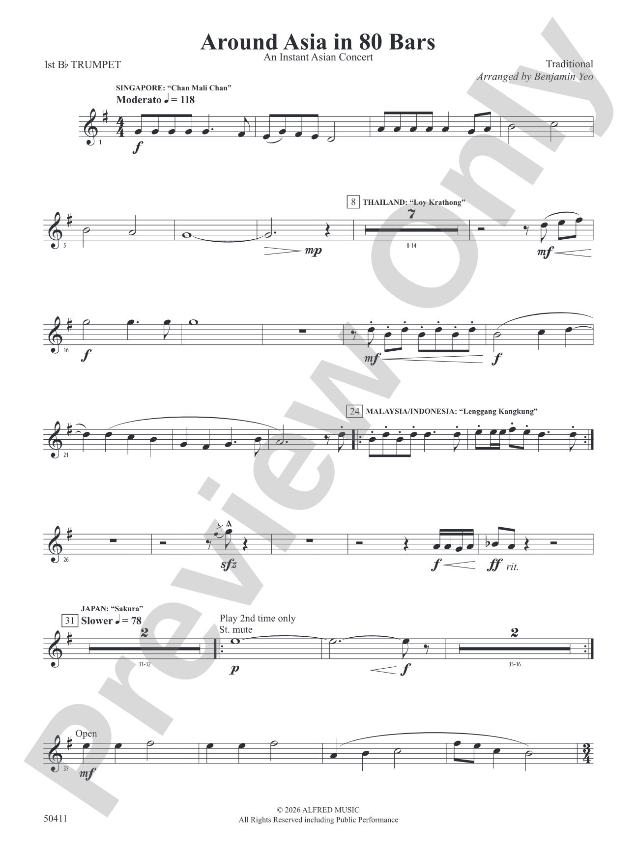 Around Asia in 80 Bars: 1st B-flat Trumpet