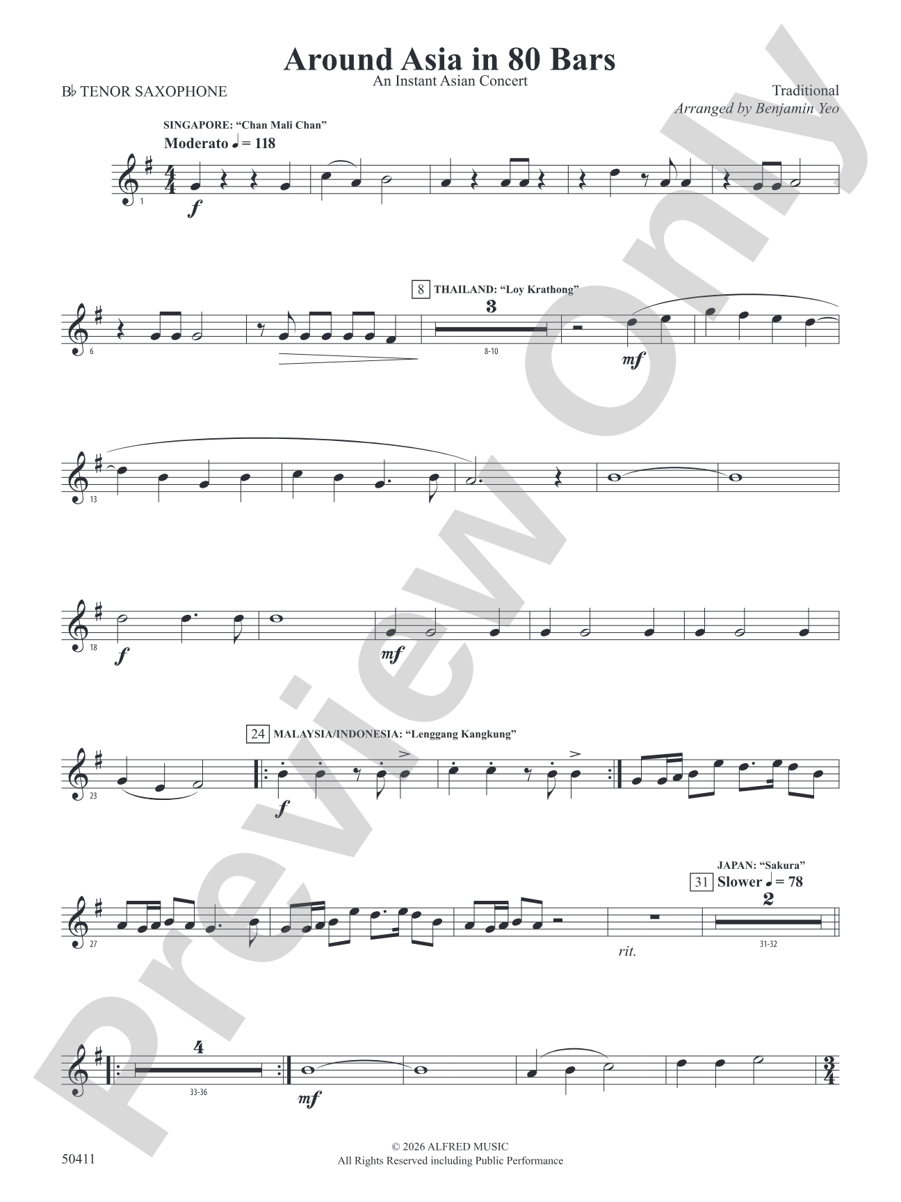 Around Asia in 80 Bars: B-flat Tenor Saxophone