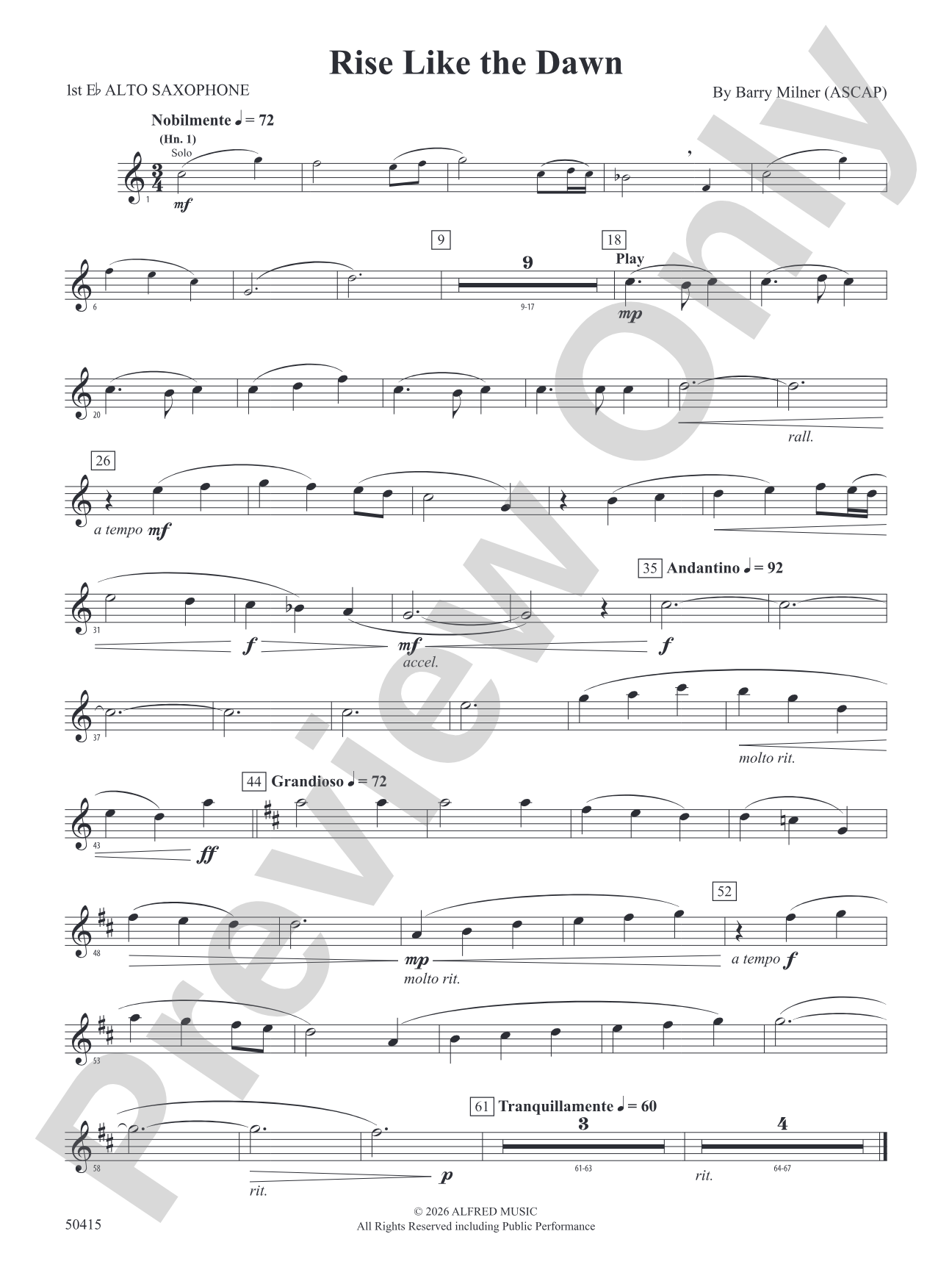 Rise Like the Dawn: E-flat Alto Saxophone