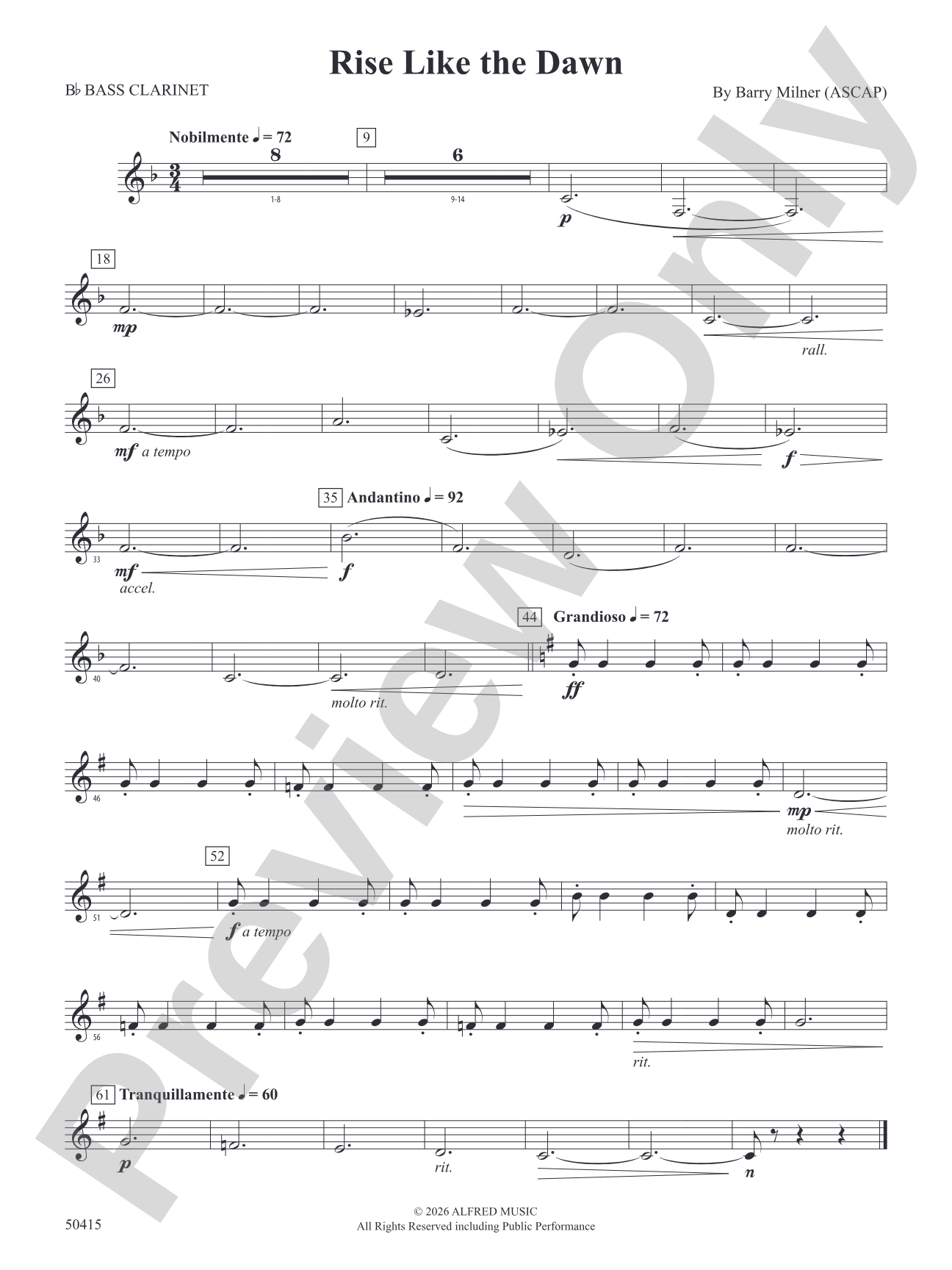 Rise Like the Dawn: B-flat Bass Clarinet