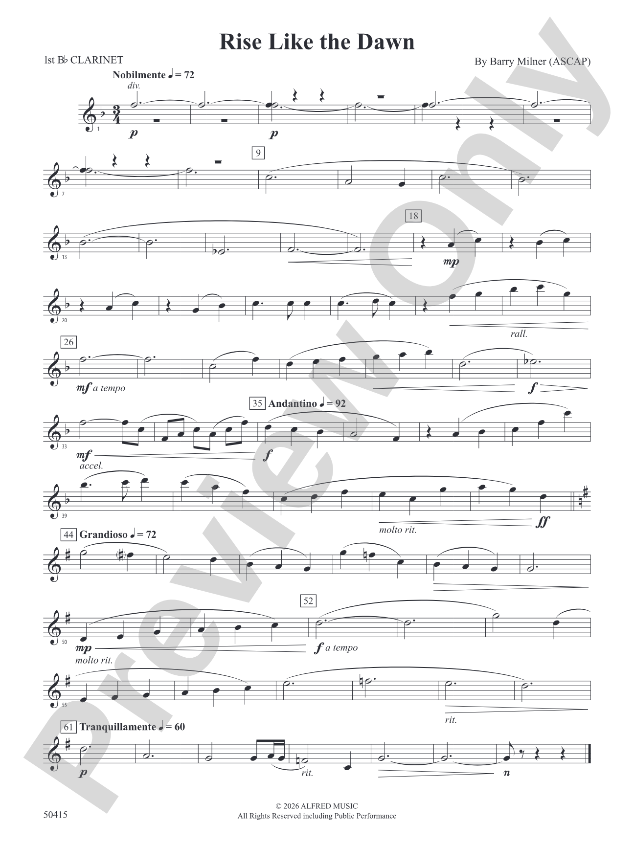Rise Like the Dawn: 1st B-flat Clarinet