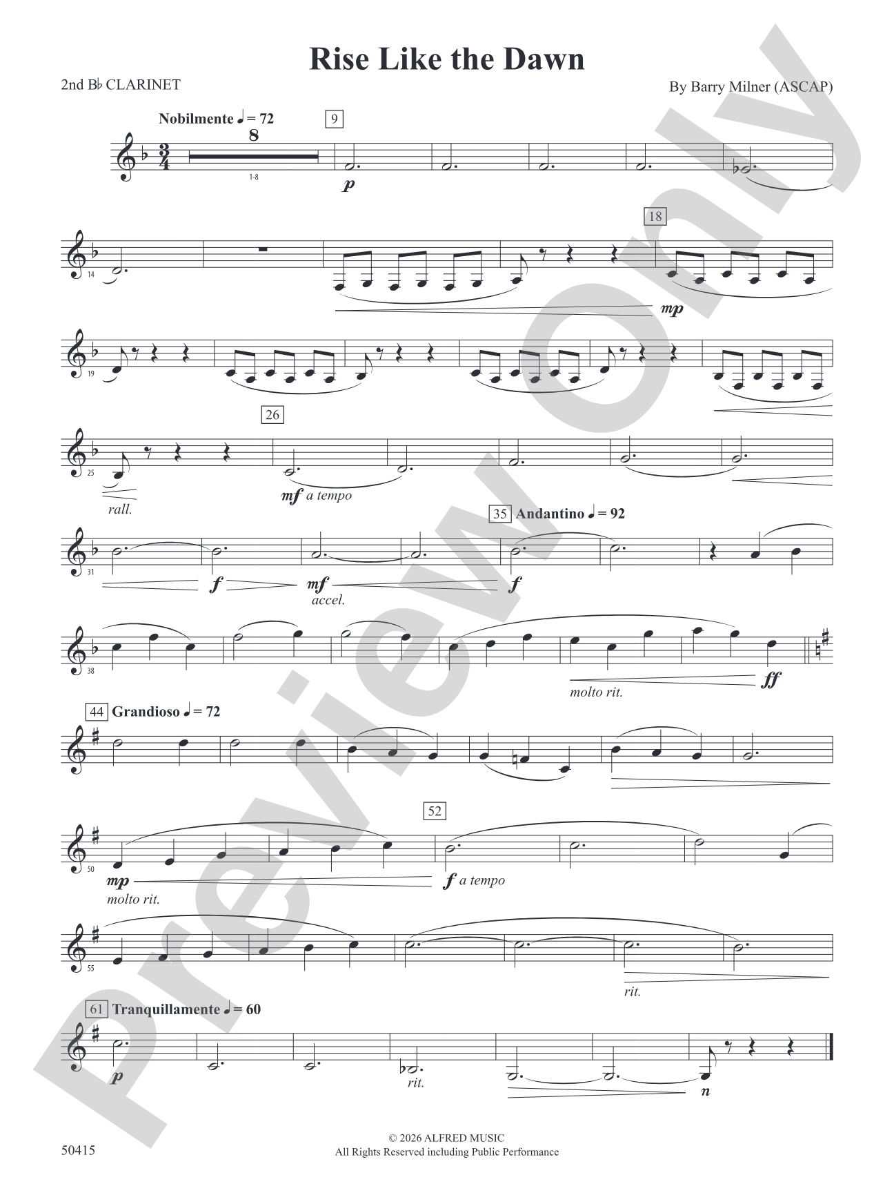 Rise Like the Dawn: 2nd B-flat Clarinet