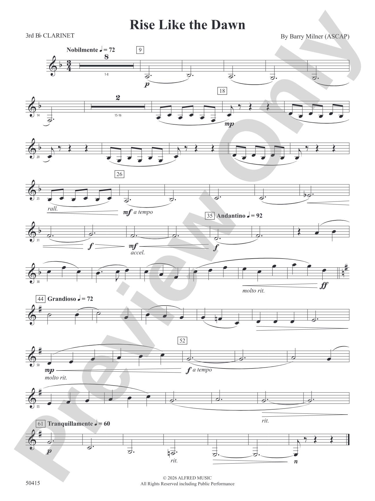 Rise Like the Dawn: 3rd B-flat Clarinet