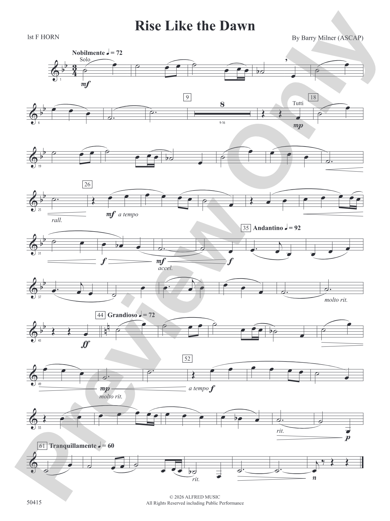 Rise Like the Dawn: 1st F Horn