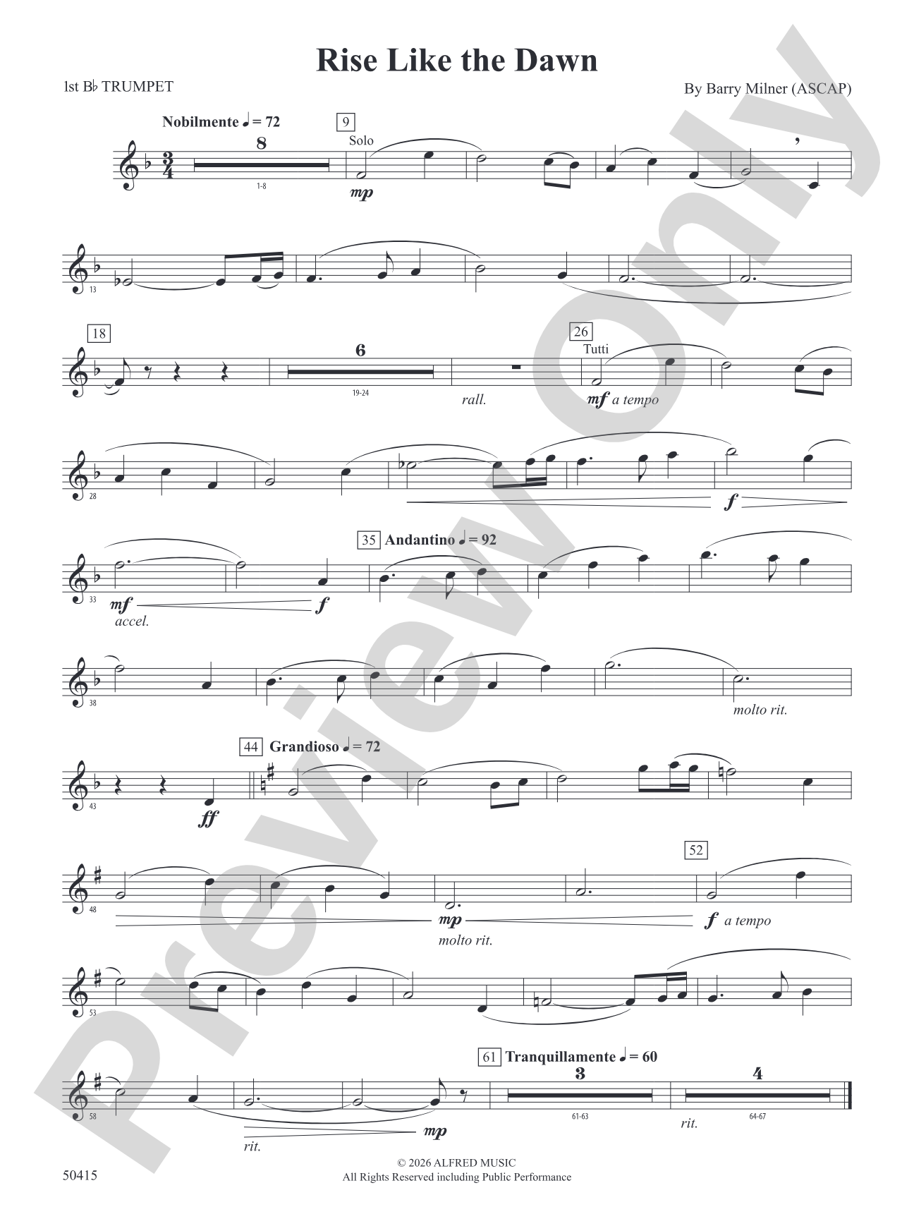 Rise Like the Dawn: 1st B-flat Trumpet