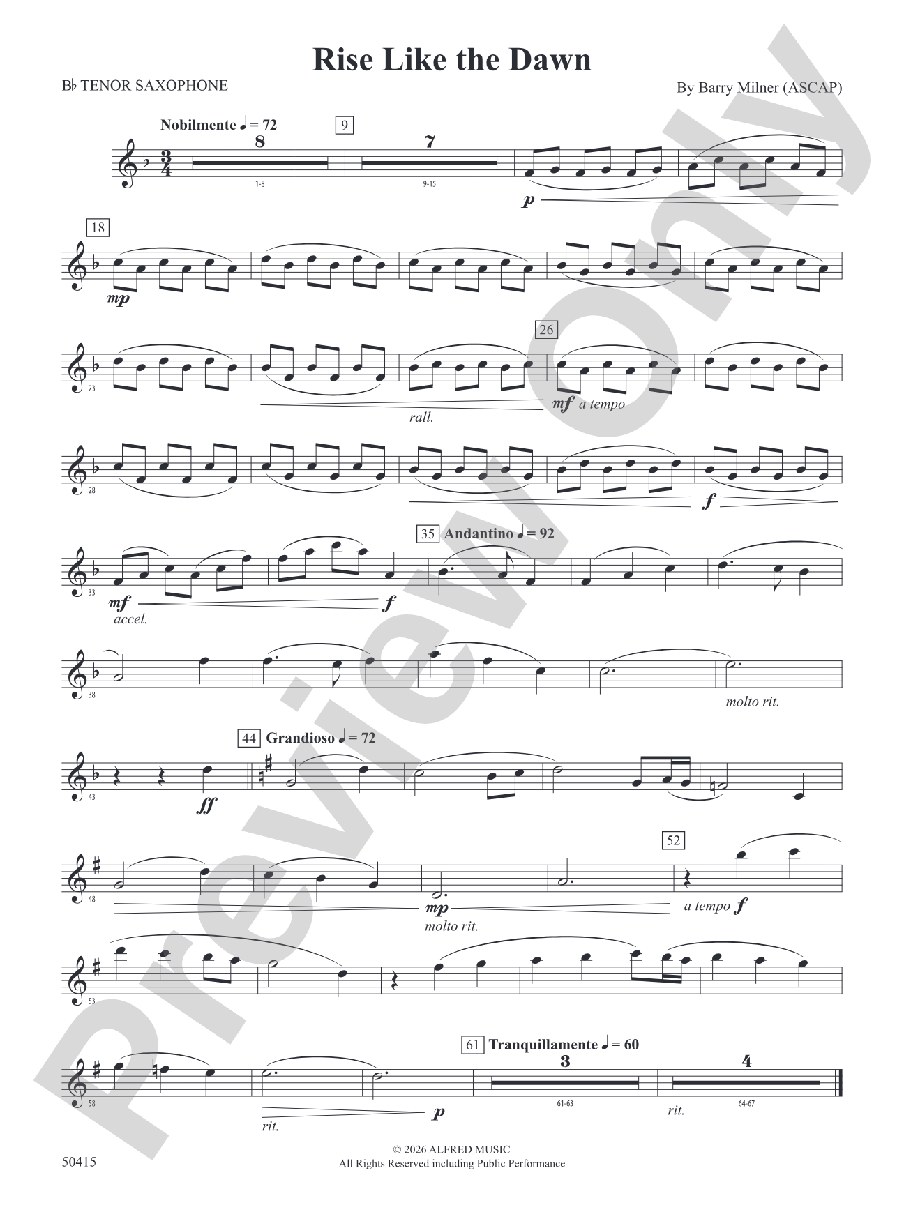 Rise Like the Dawn: B-flat Tenor Saxophone