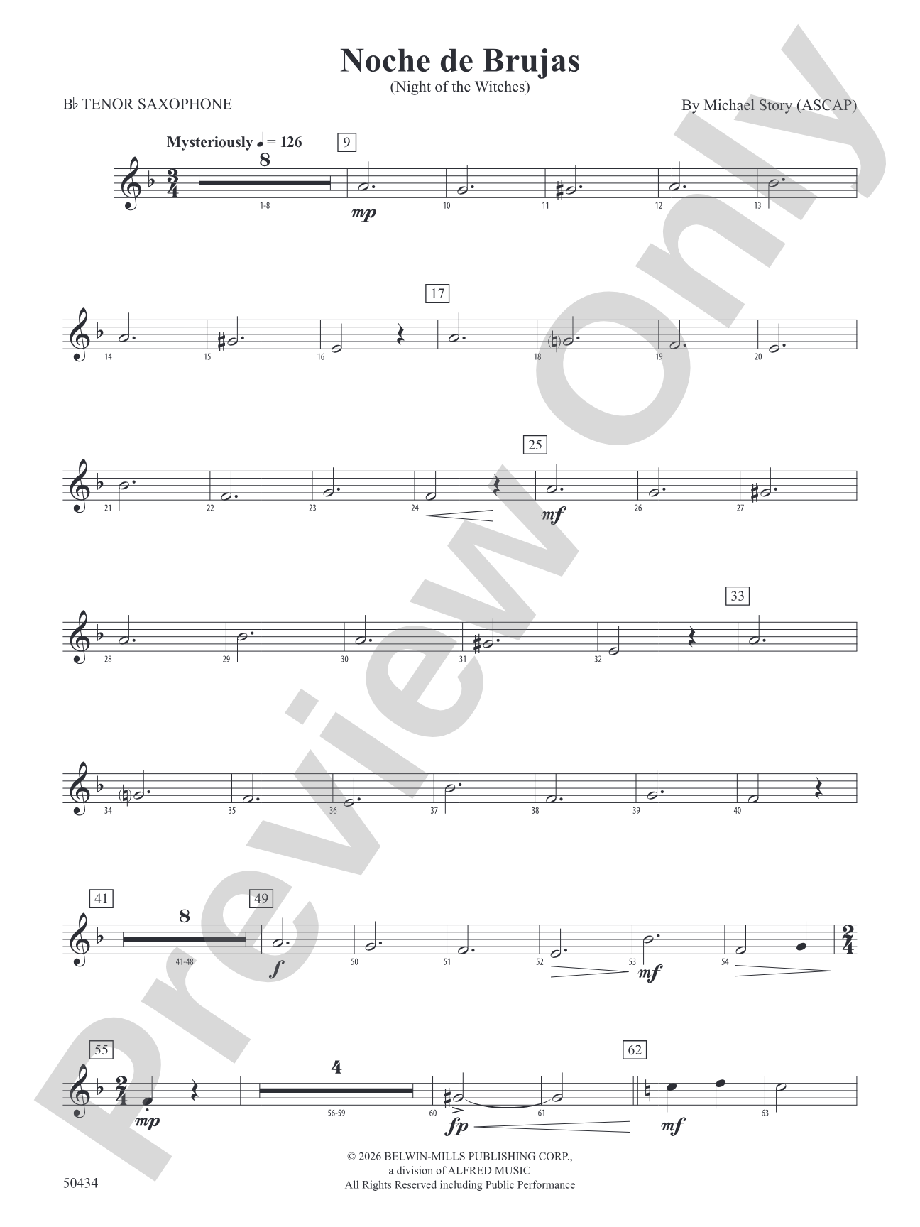 Noche de Brujas: B-flat Tenor Saxophone
