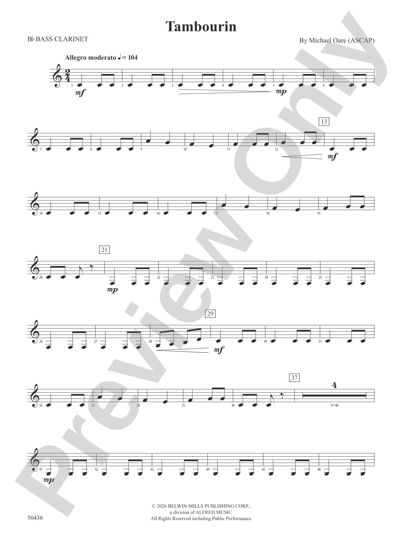 Tambourin: B-flat Bass Clarinet