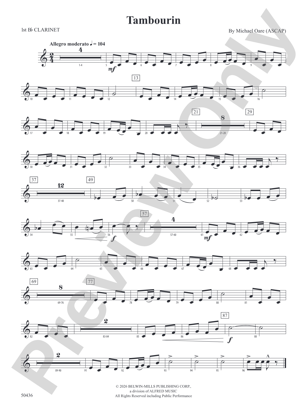 Tambourin: 1st B-flat Clarinet