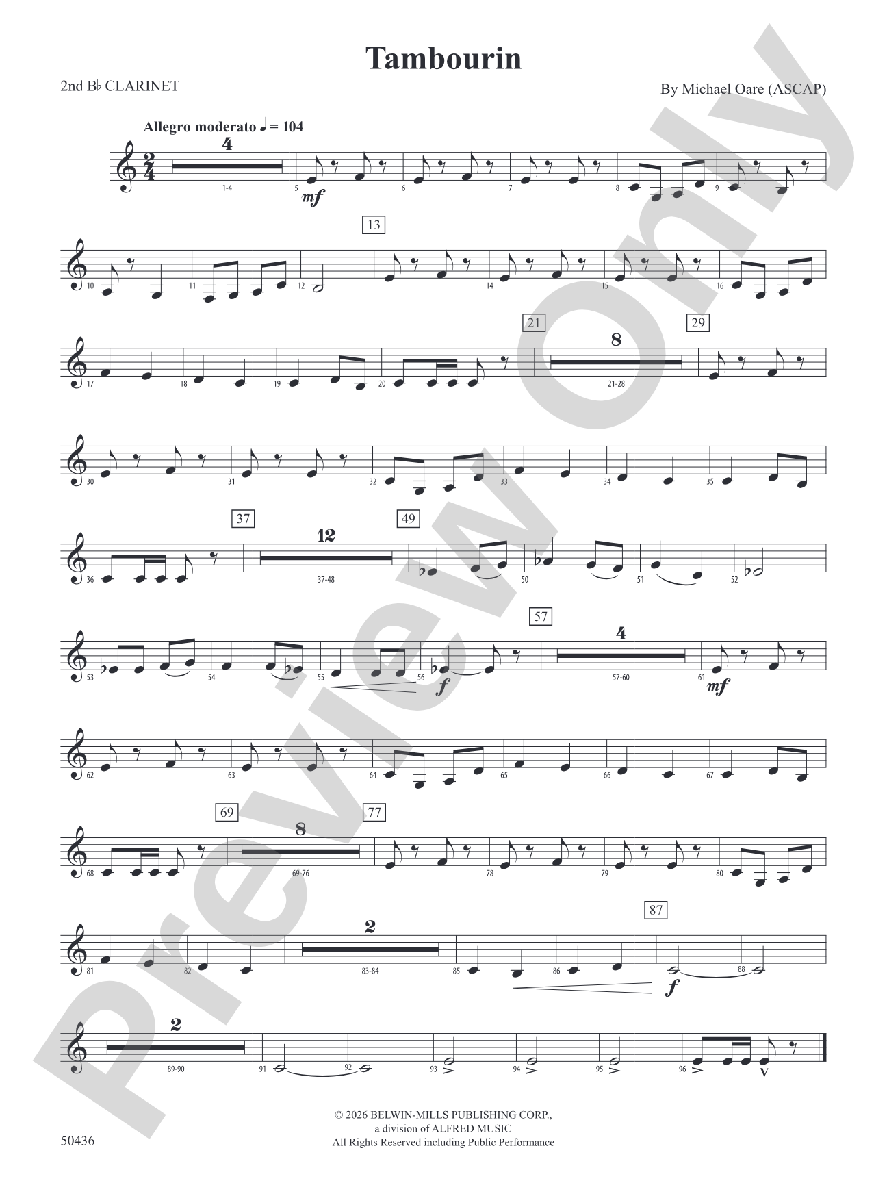 Tambourin: 2nd B-flat Clarinet