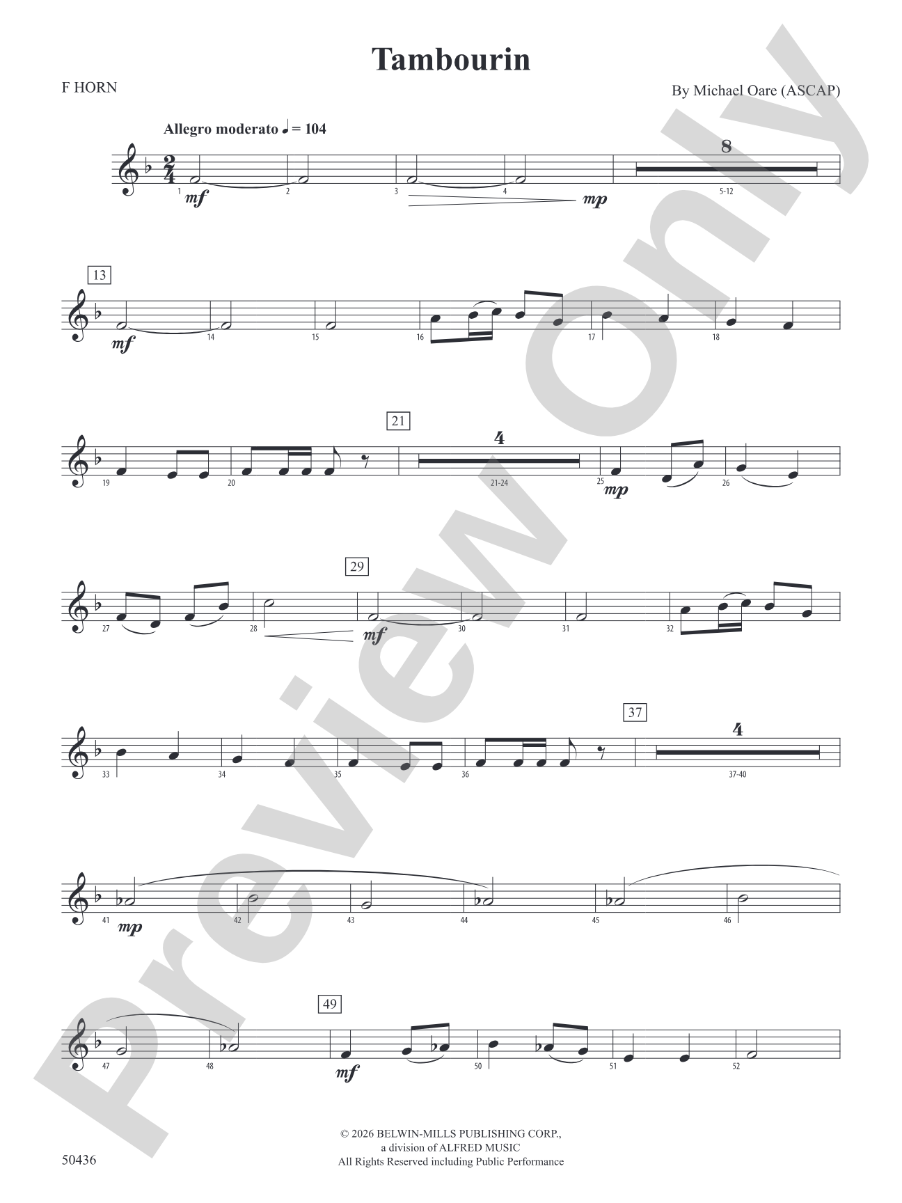 Tambourin: 1st F Horn