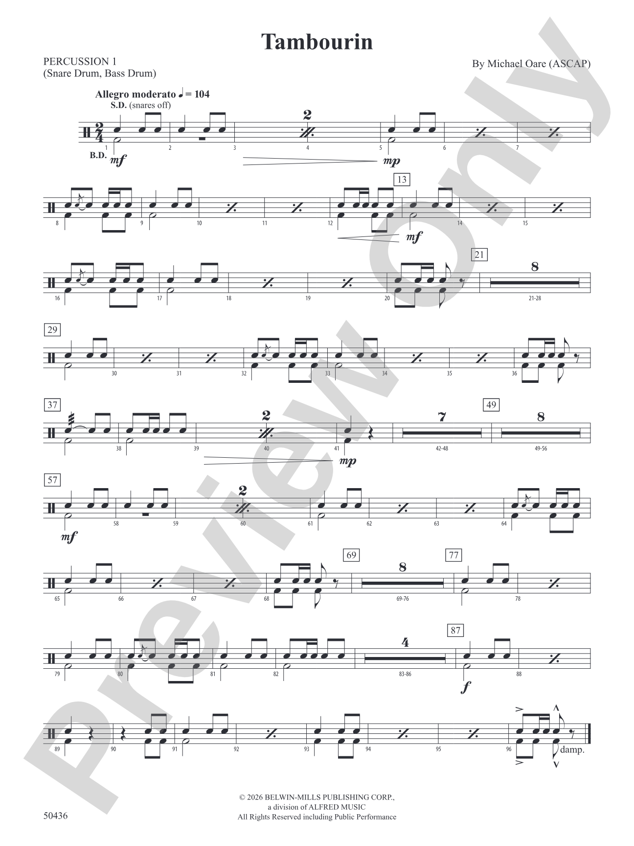 Tambourin: 1st Percussion