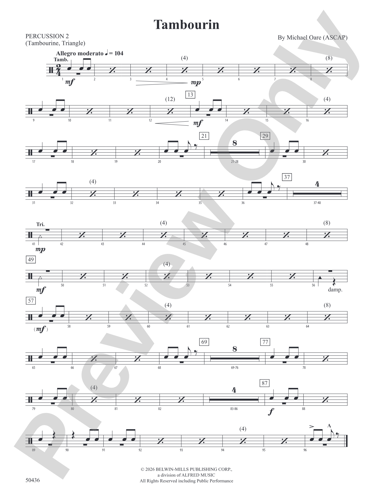 Tambourin: 2nd Percussion