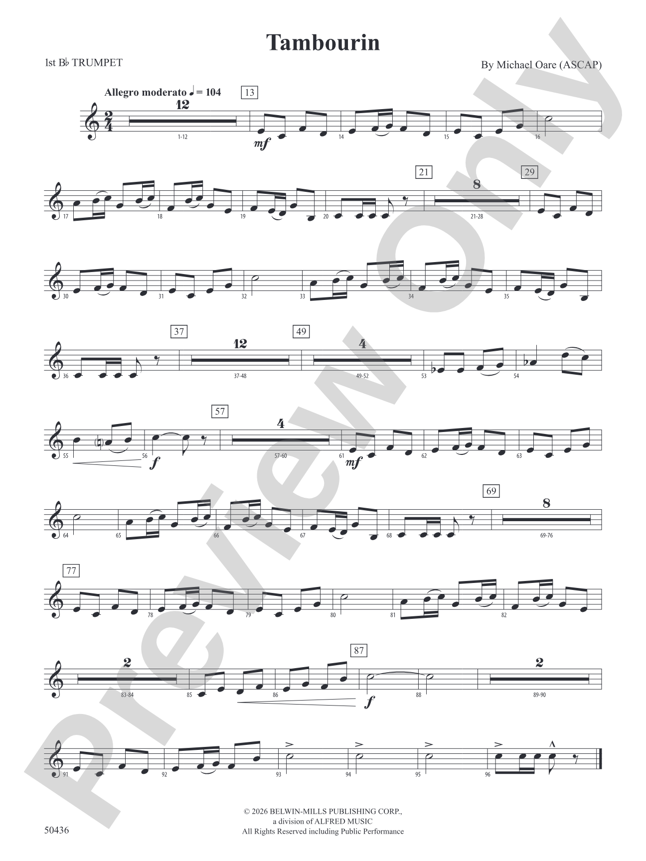 Tambourin: 1st B-flat Trumpet