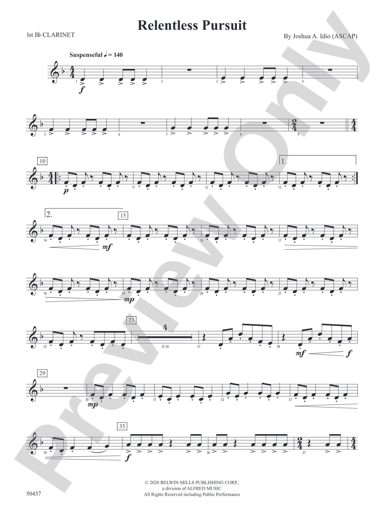 Relentless Pursuit: 1st B-flat Clarinet