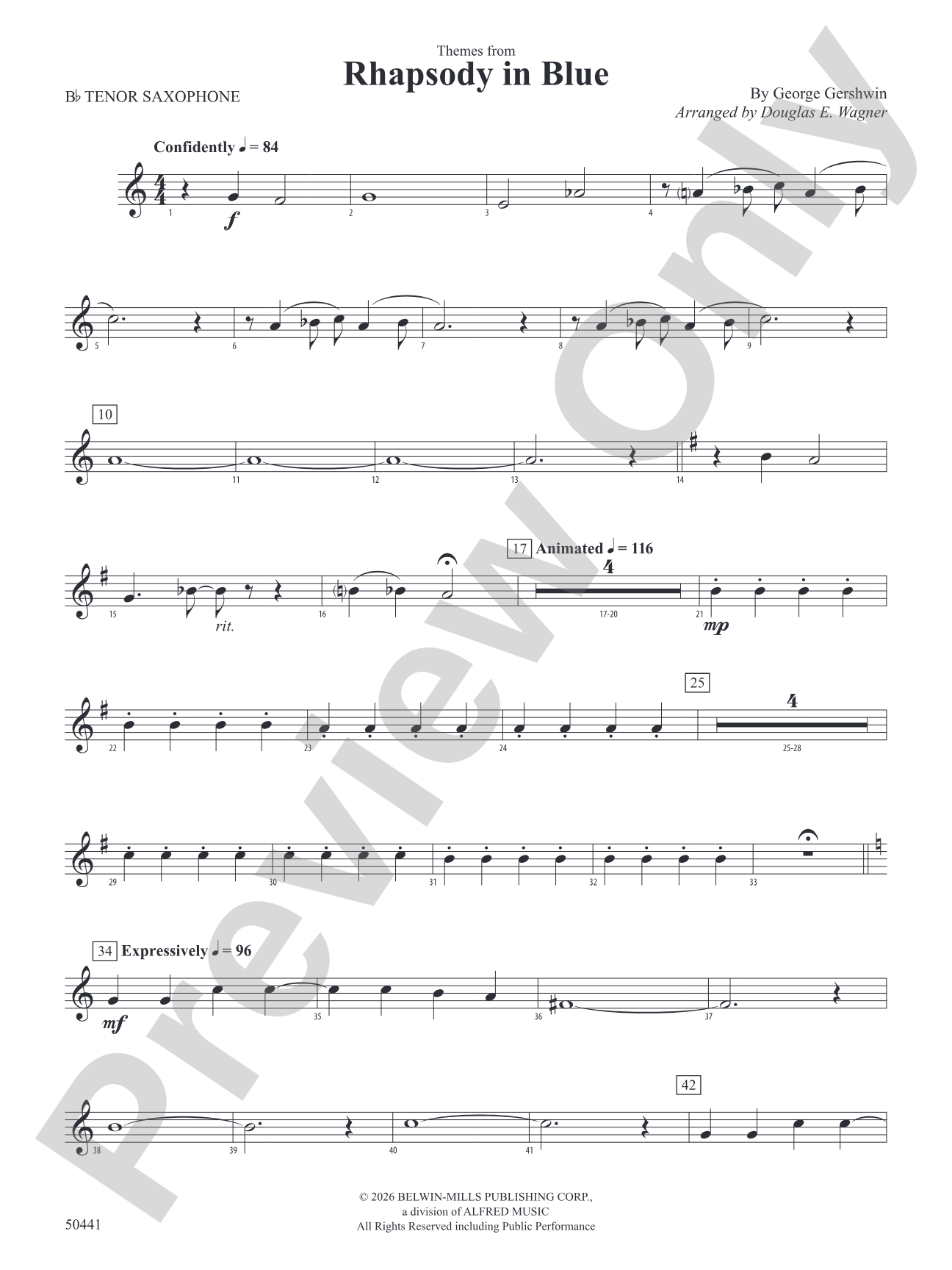 Rhapsody in Blue: B-flat Tenor Saxophone
